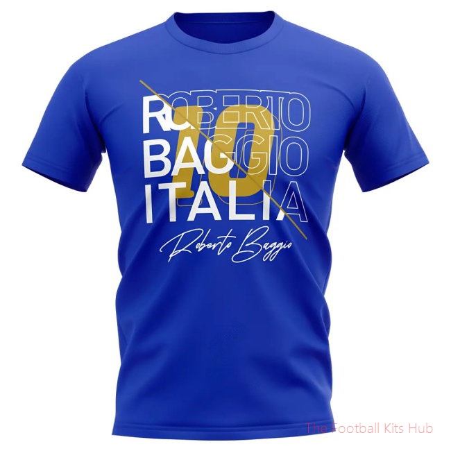 Roberto Baggio Italy Graphic Signature T-Shirt (Blue)