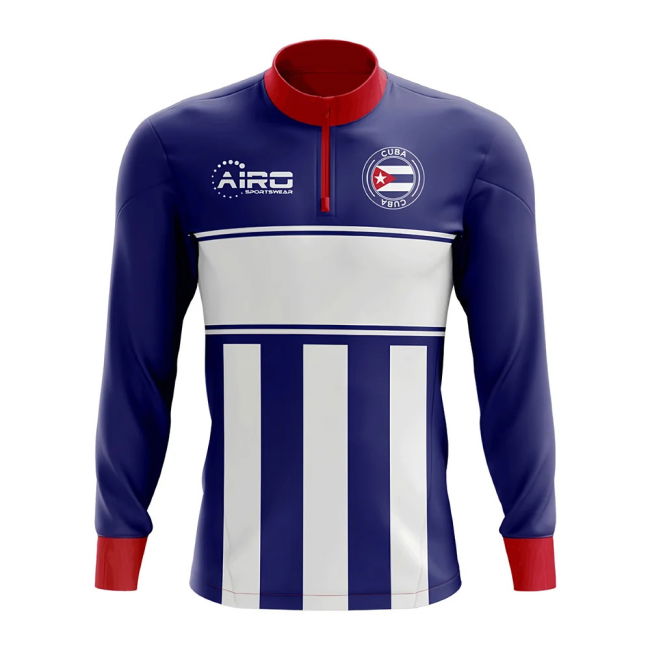 Pro-Grade Cuba Concept Football Half Zip Midlayer Top (Blue-White)