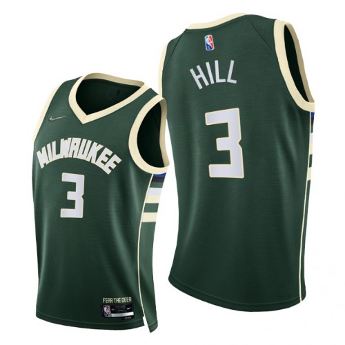 Bucks #3 George Hill Superior 2021 75th NBA Jersey - Green Replica