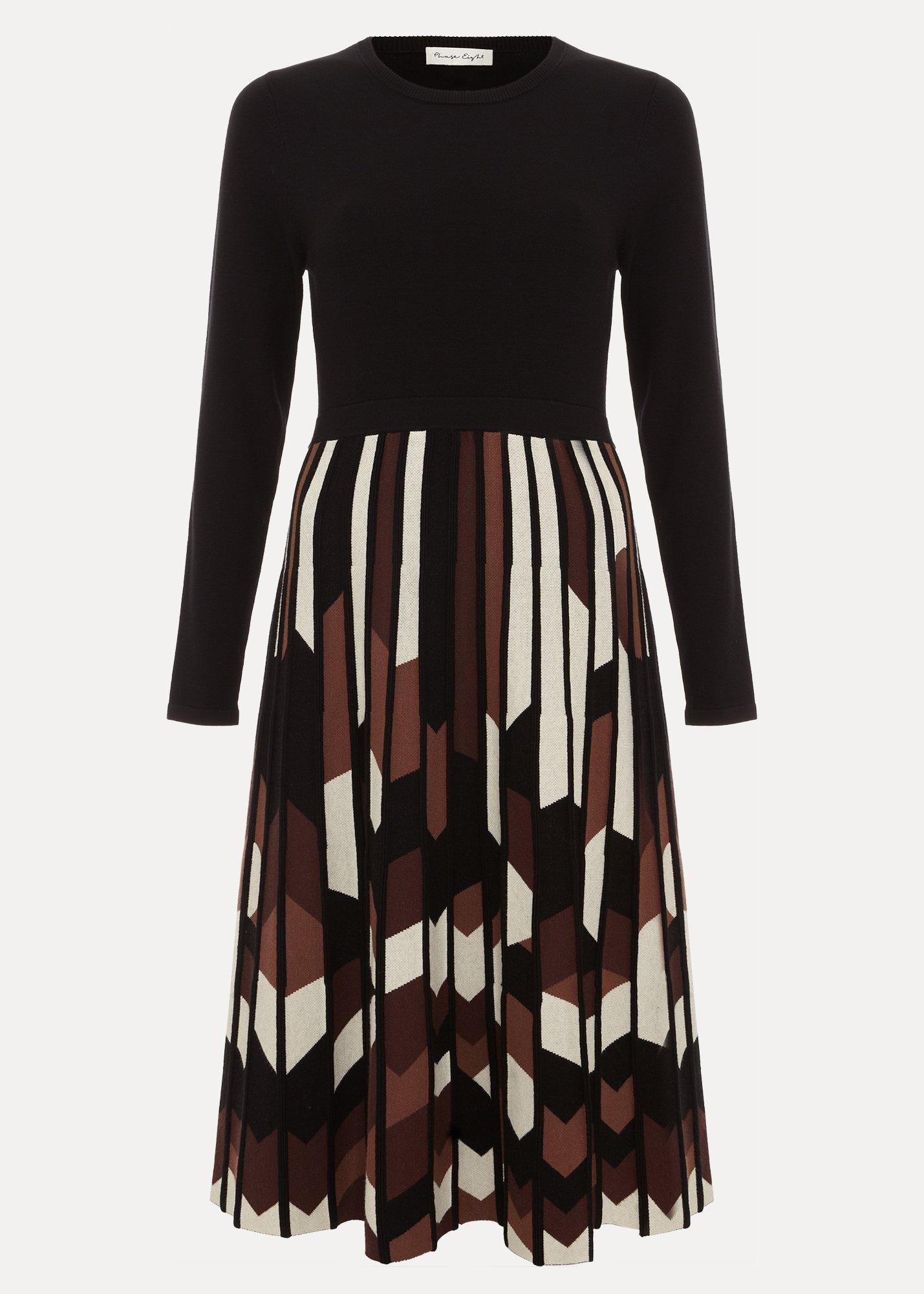 Maci Fit and Flare Pleated Knit Dress