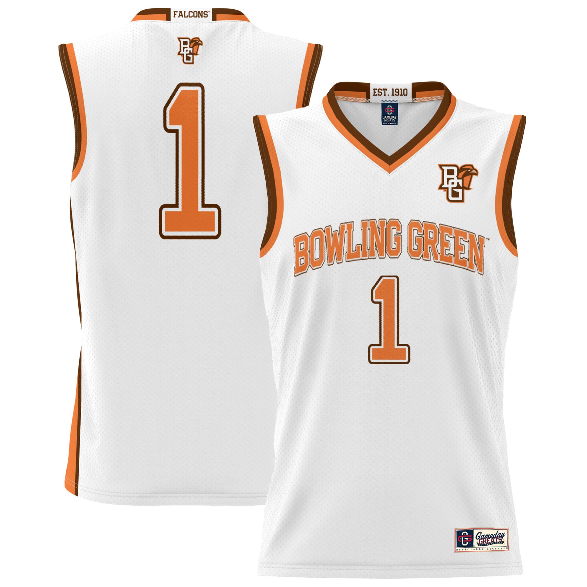 [DDG] Bowling Green St. Falcons GameDay Greats Unisex Lightweight Basketball Jersey - White