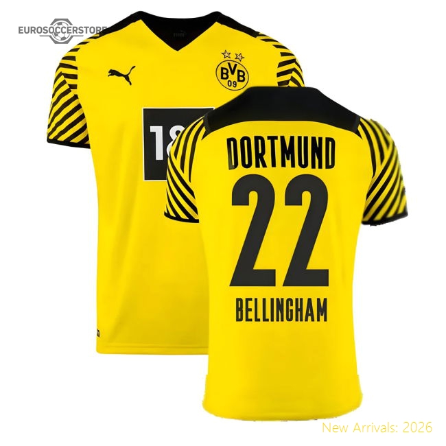 Official 2021-2022 Borussia Dortmund Home Shirt (Kids) (Bellingham 22)