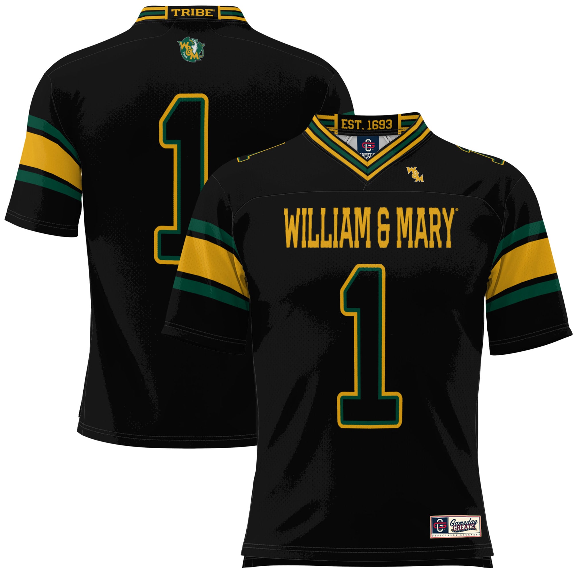 #1 William & Mary Tribe GameDay Greats Youth 2026 Season Football Jersey - Black