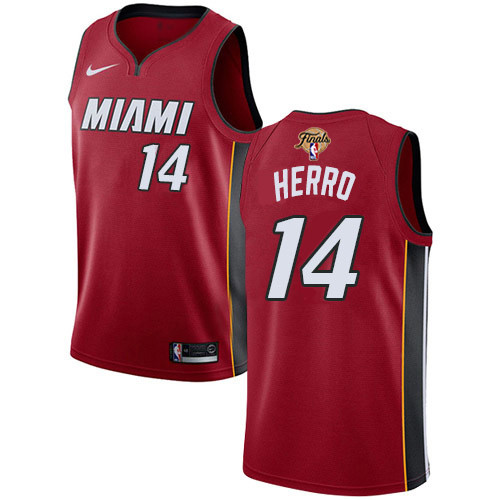 Nike Heat #14 Tyler Herro Red 2023 NBA Finals Patch Swingman Statement Edition Jersey