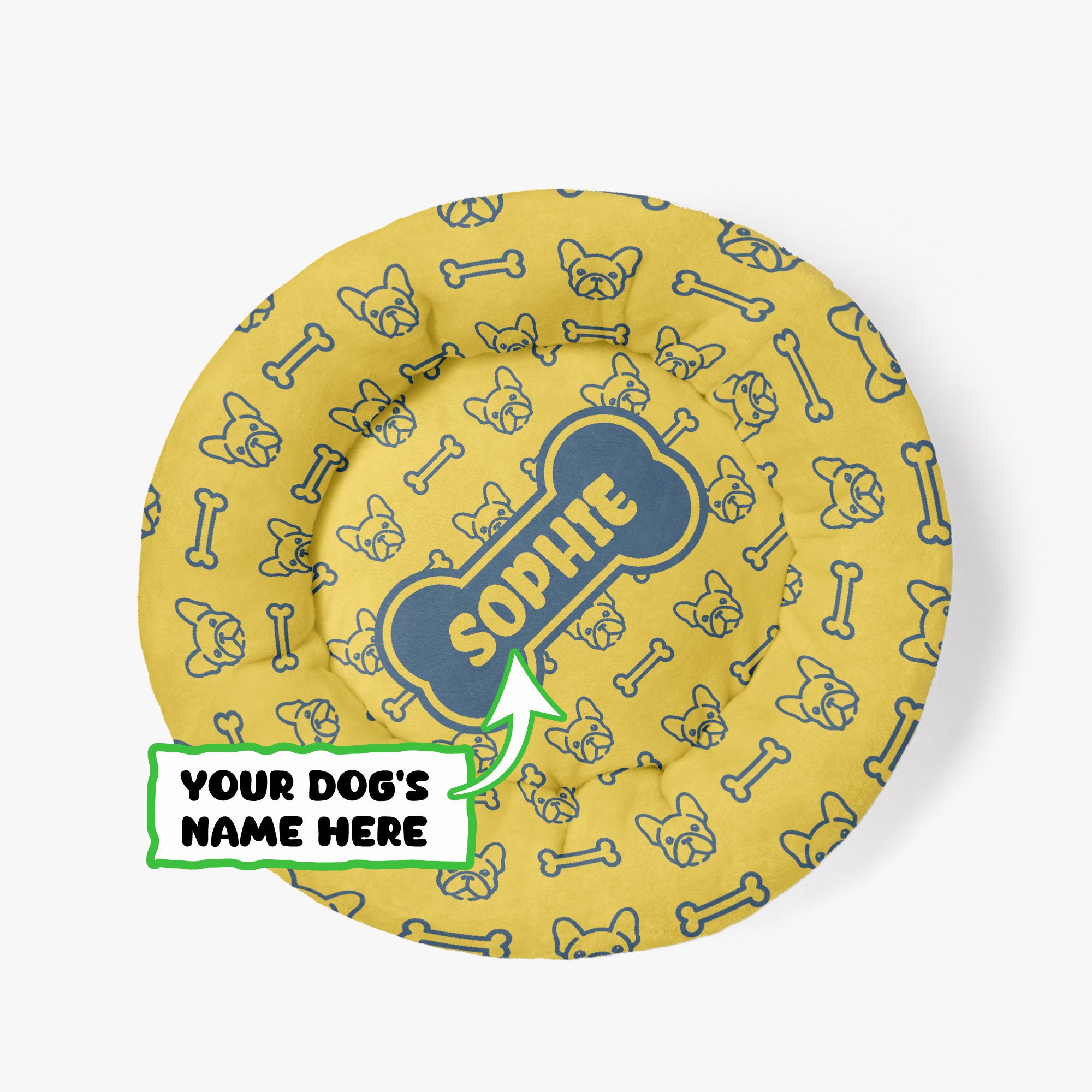 French Bulldog Riley Custom Cloud Comfort Frenchie Bed | Personalized