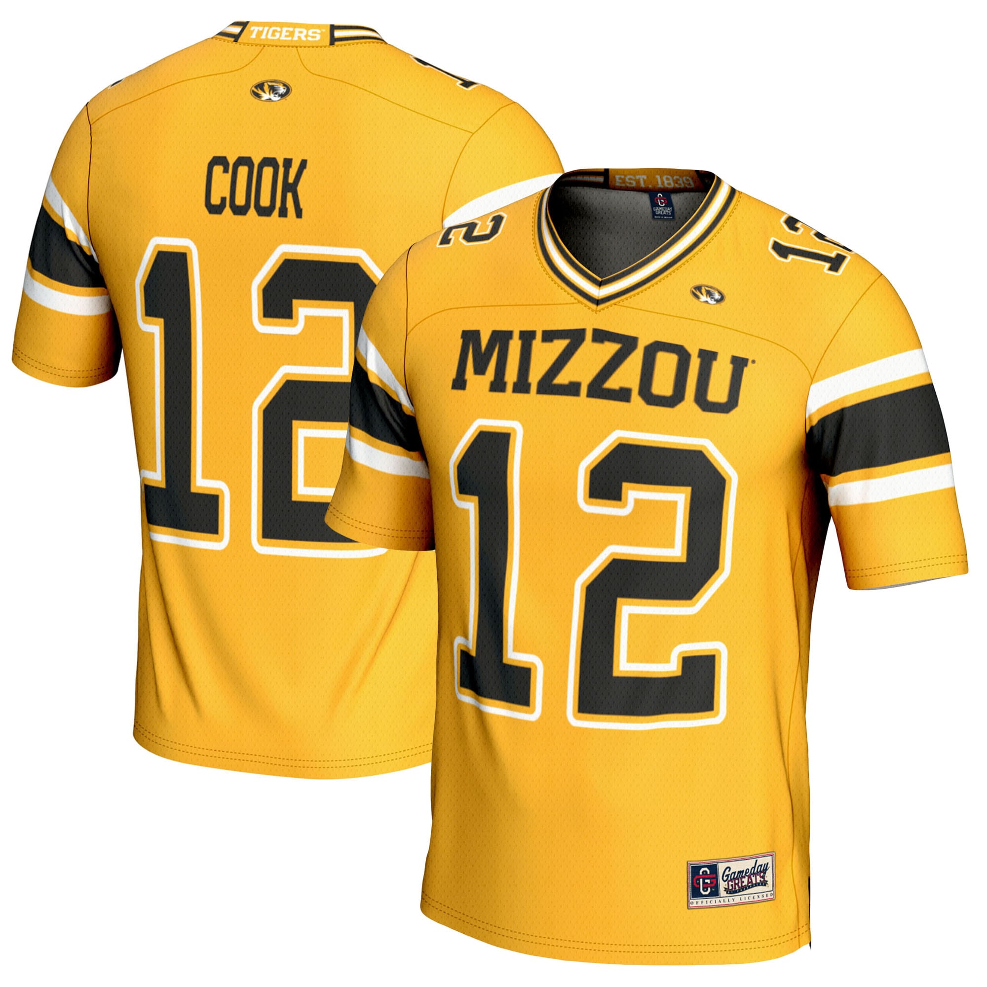Brady Cook Missouri Tigers GameDay Greats NIL Player 2026 Season Football Jersey - Gold
