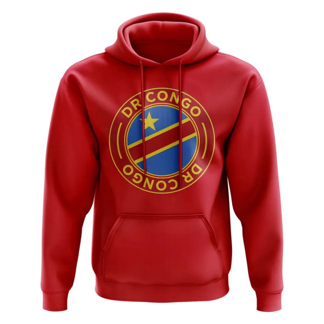 Top-Tier Dr Congo Football Badge Hoodie (Red) Elite World-Class