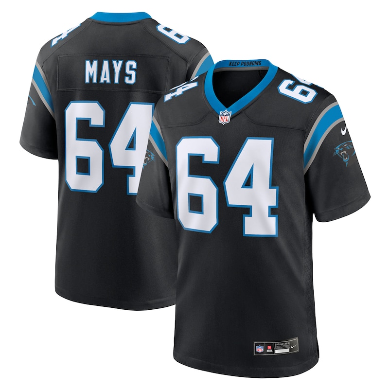 None Cade Mays CAR Panthers Bold Top-Grade Jersey Football Apparel