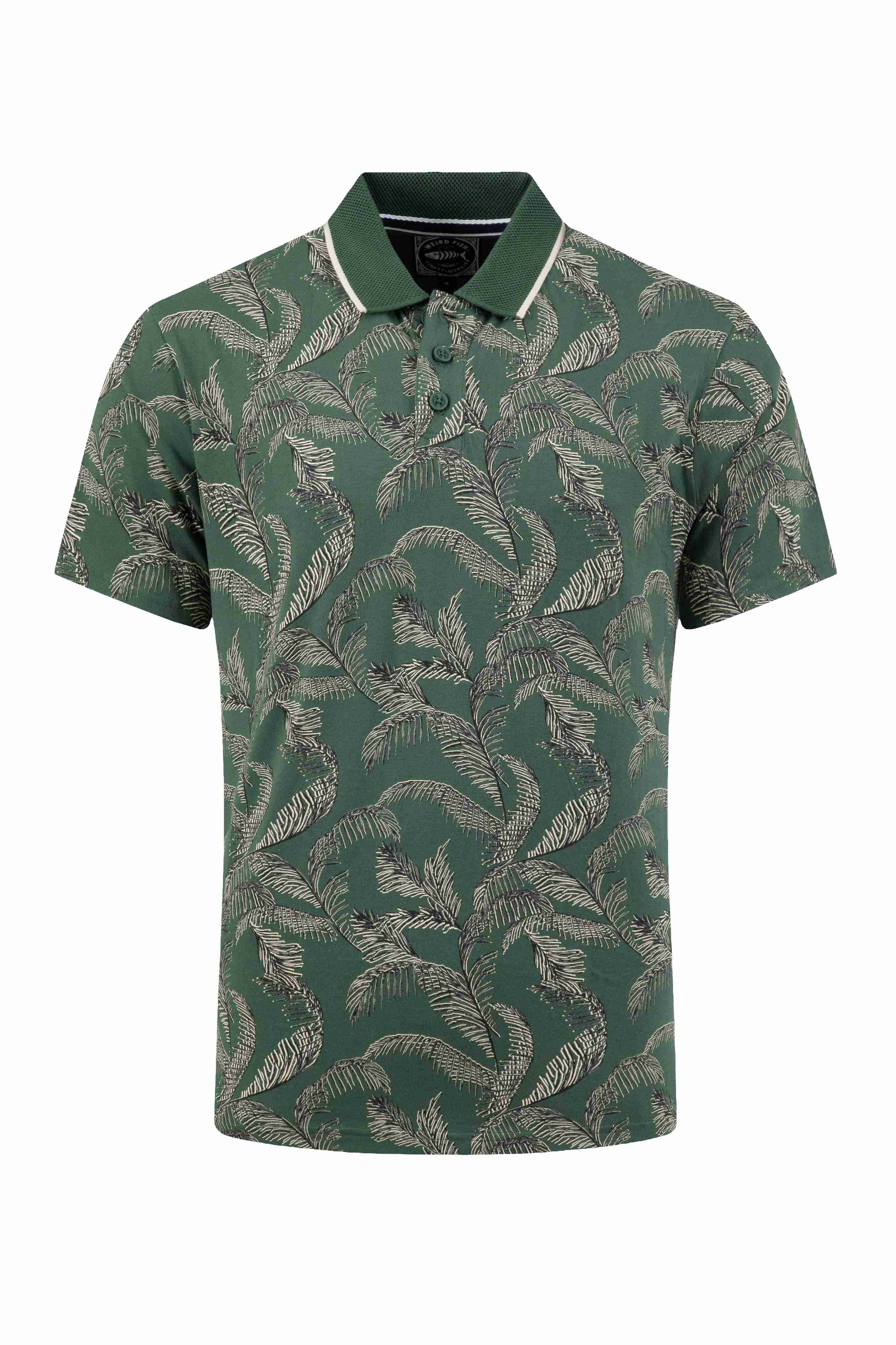 Jarat Printed Jersey Polo Shirt Dusky Green