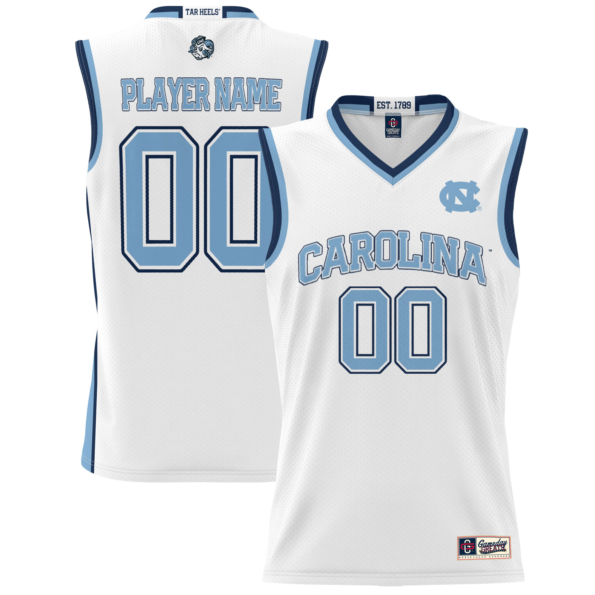 [NJP] Women's North Carolina Tar Heels GameDay Greats NIL Pick-A-Player Lightweight Men's Basketball Jersey - White
