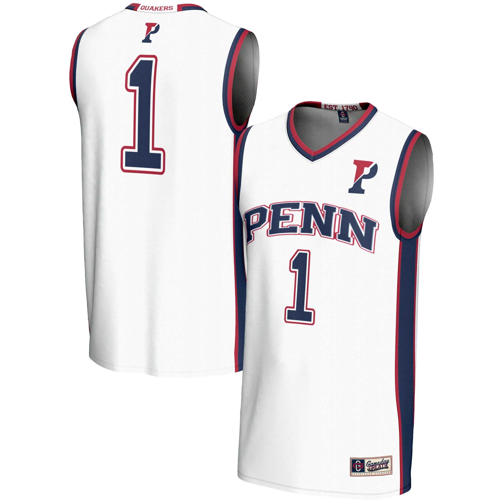 [NJP] Pennsylvania Quakers GameDay Greats Youth Lightweight Basketball Jersey - White