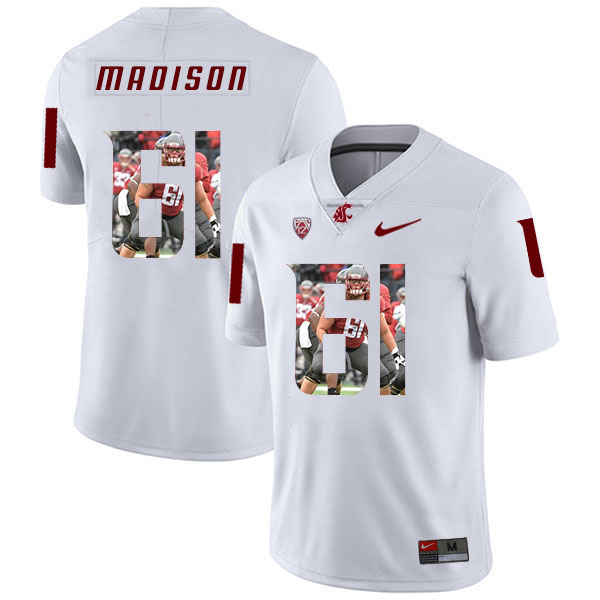 breathable Men's None Cole Madison #61 White 2024 Football Jersey
