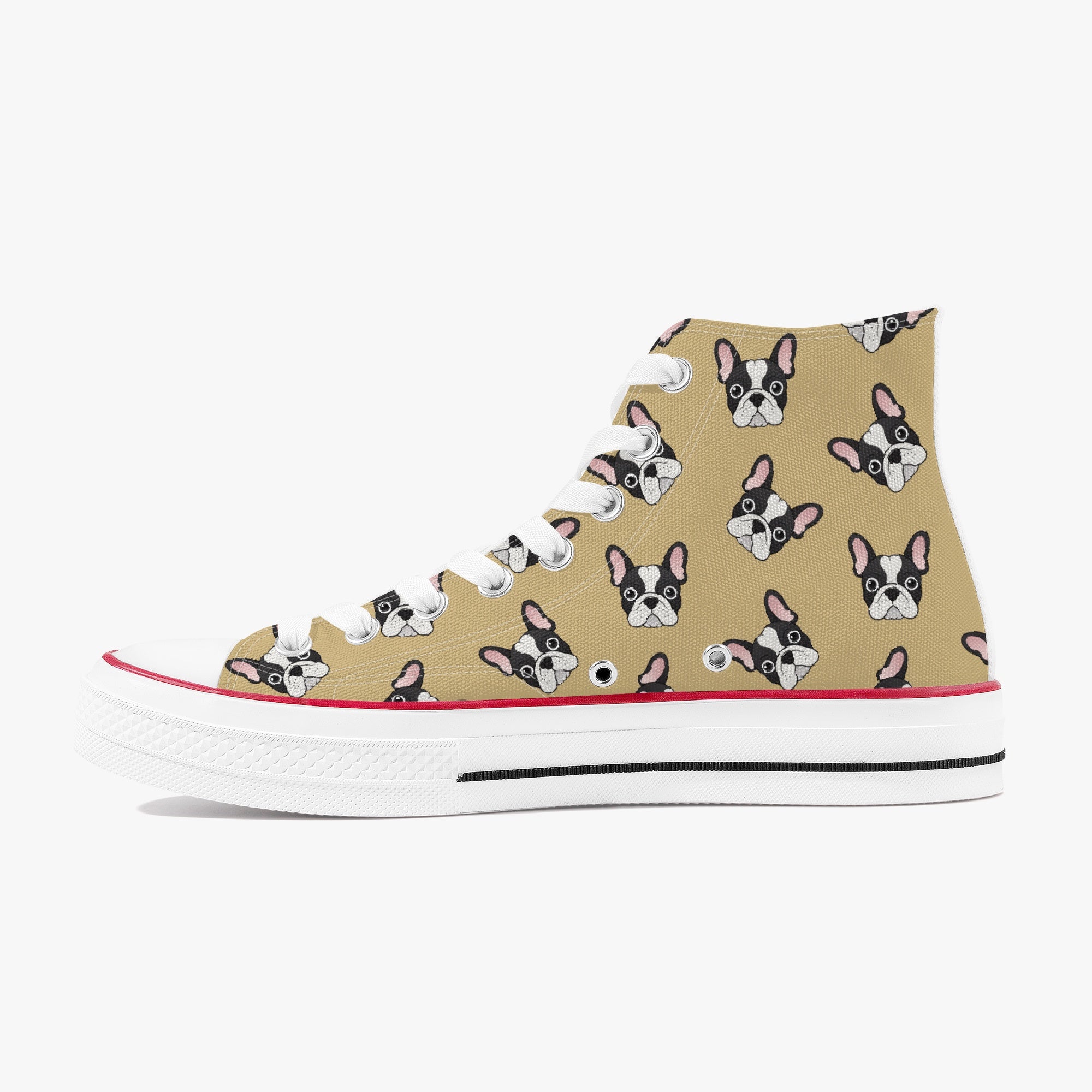 French Bulldog Pete High Top Canvas Shoes Frenchie Paw Protection