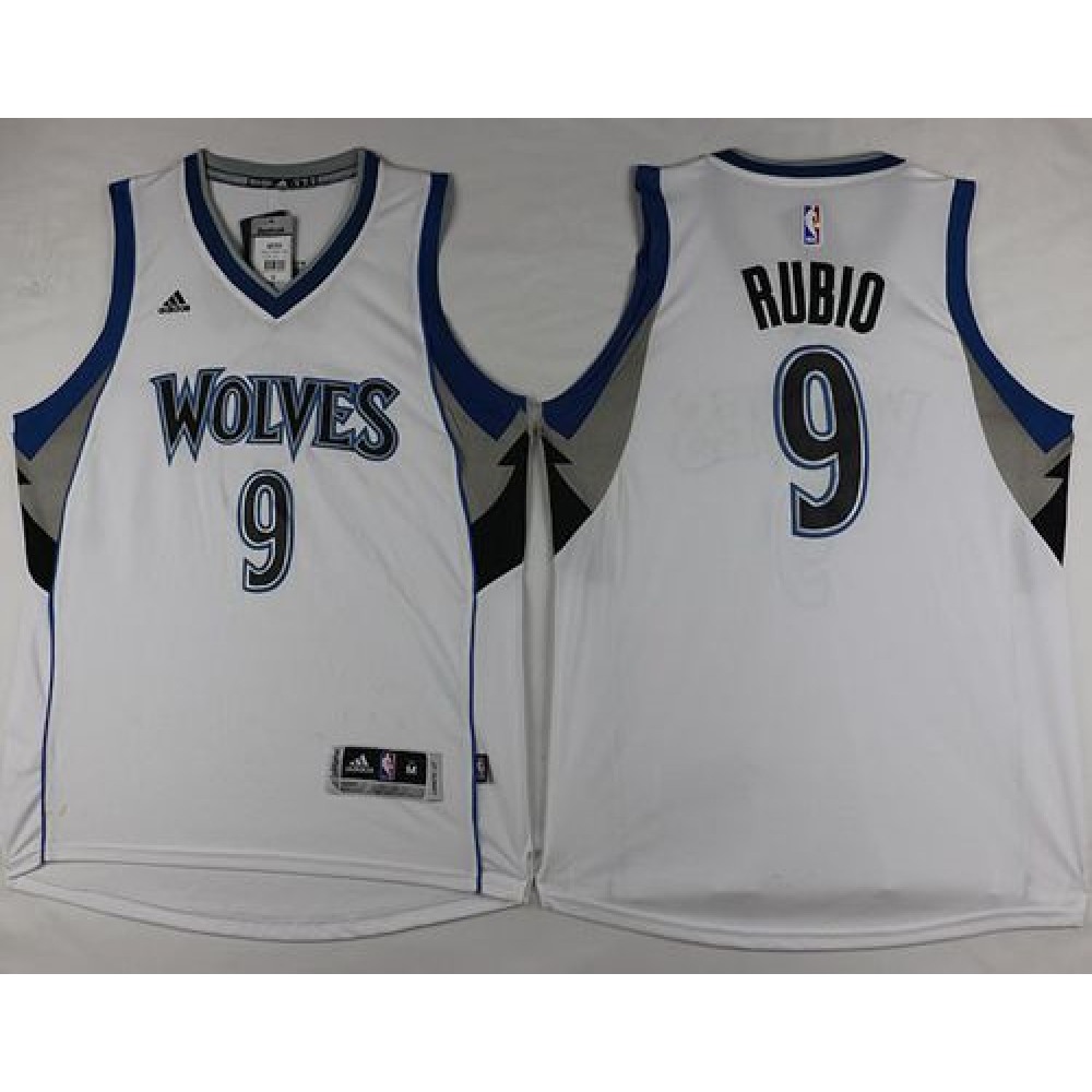 Timberwolves #9 Ricky Rubio Revolution 30 White Stitched NBA Jersey