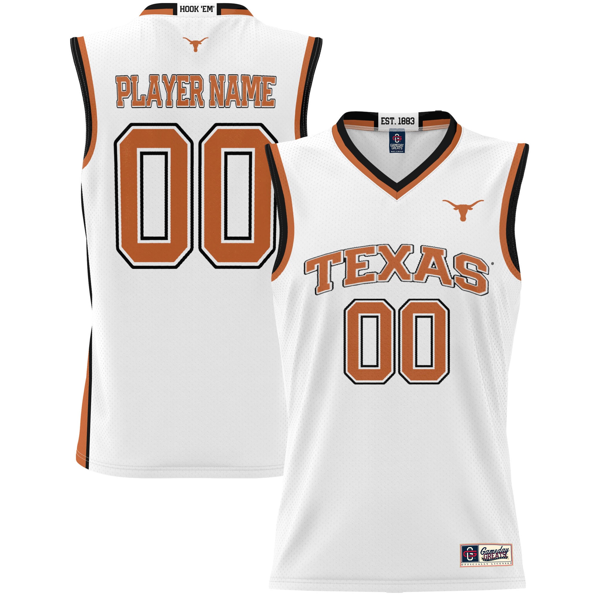 [NJP] Texas Longhorns GameDay Greats Youth NIL Pick-A-Player Lightweight Women's Basketball Jersey - White