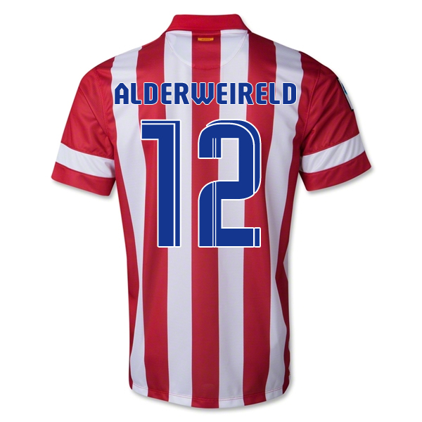 Authentic 13-14 Atletico Madrid 12 Alderweireld Home Soccer Jersey