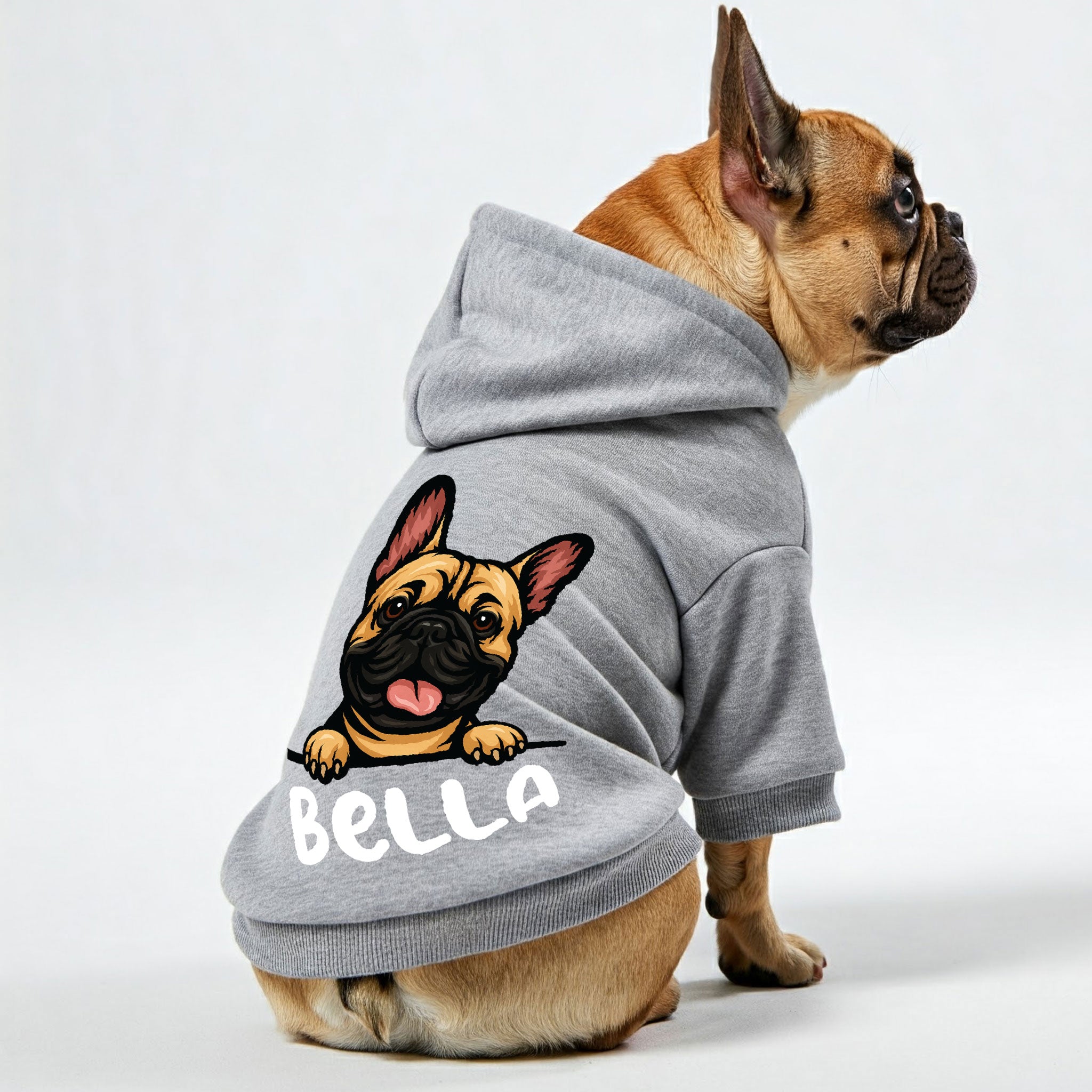 DAISY- Personalized French Bulldog hoodies with funny quotes, custom name, and custom clipart matching your Frenchie's color – Stylish, Cozy, and Premium 100% Cotton
