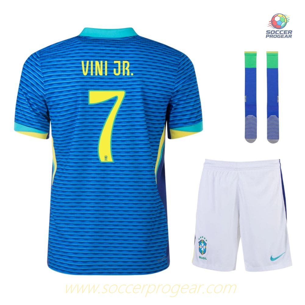 Children's Brazil Away Soccer Shirt Soccer Shirt 2024-2025 Edition Season Vini JR