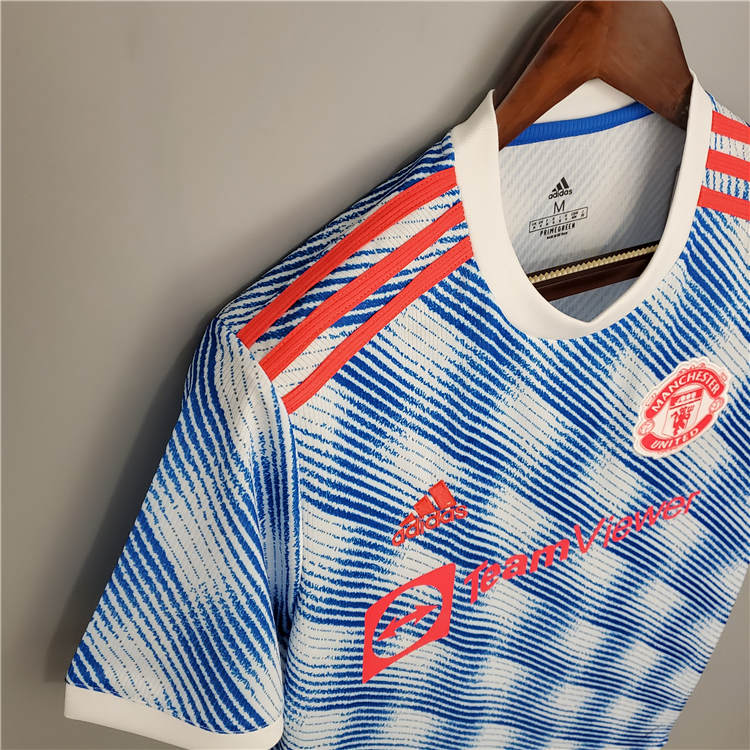 Official Man Utd Manchester United 21-22 Kit Away Light Blue Soccer