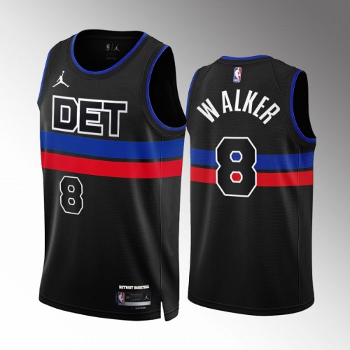 Detroit Detroit Pistons #8 Kemba Walker Mens Black NBA 2022-23 Statement Edition Jersey Mens