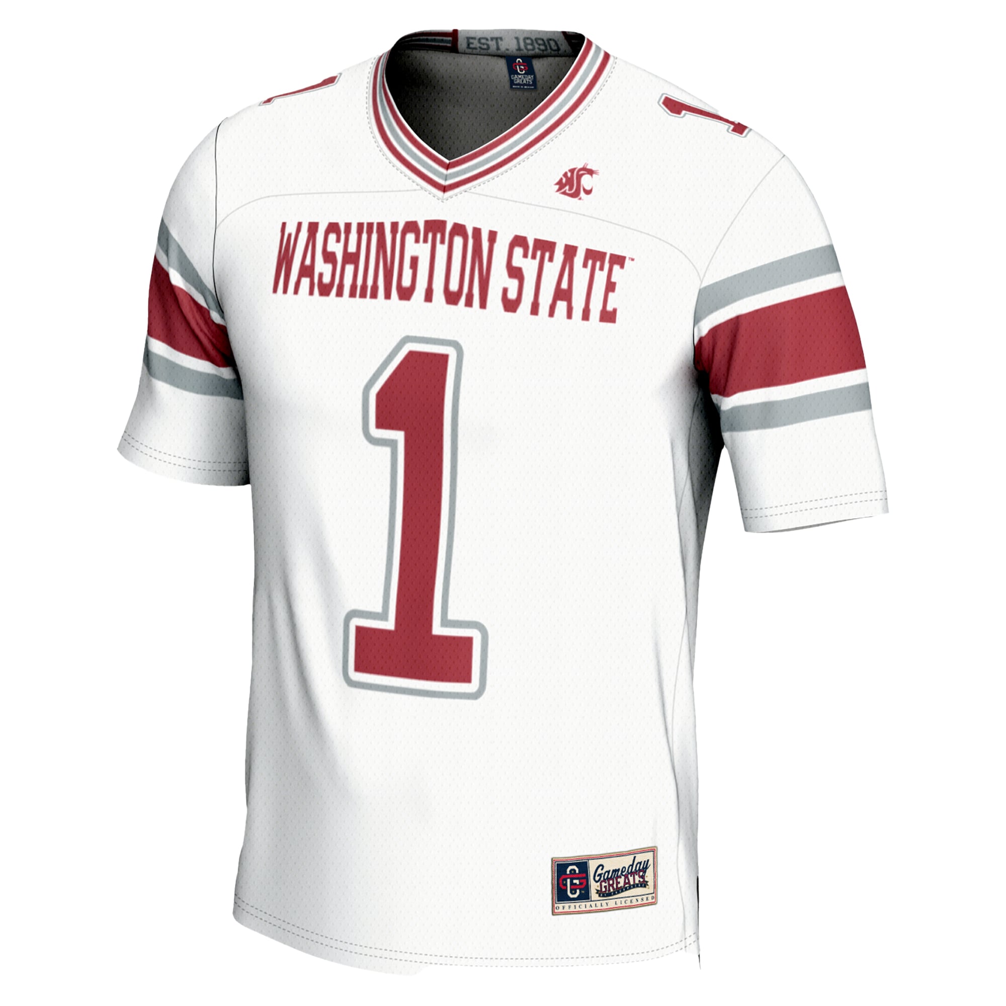 Men's #1 White Washington State Cougars Endzone Football Jersey