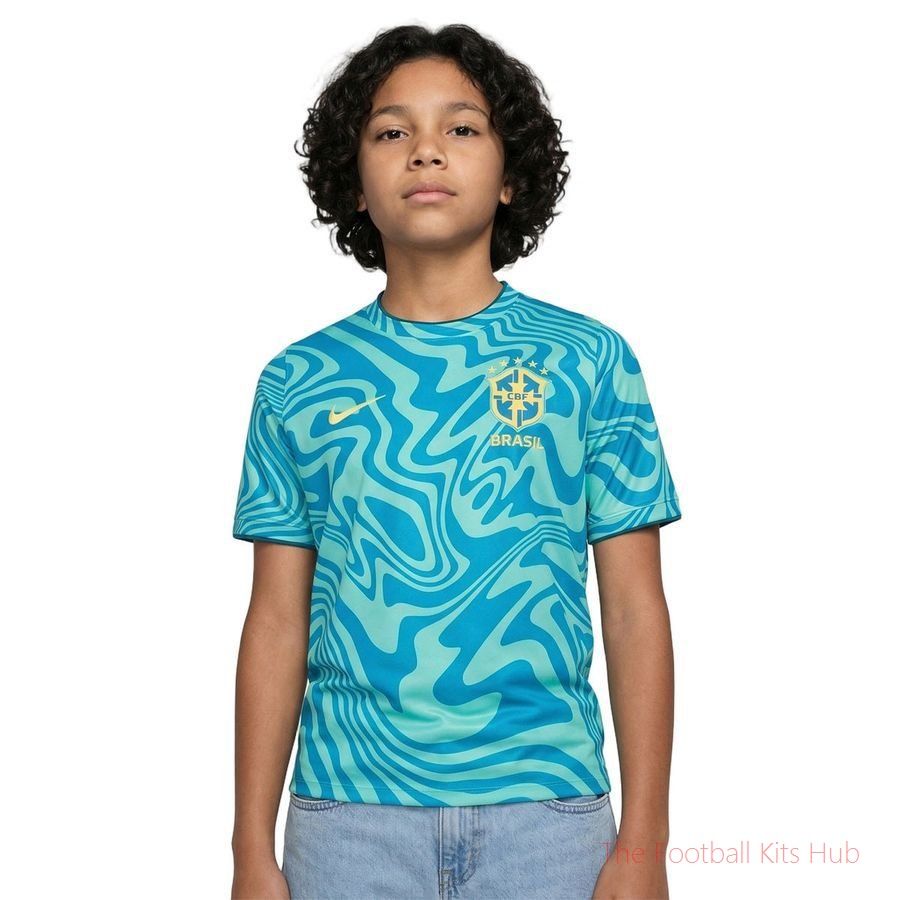 Brazil Training T-Shirt Dri-FIT Pre Match World Cup 2026 - Light Menta/Photo Blue Kids