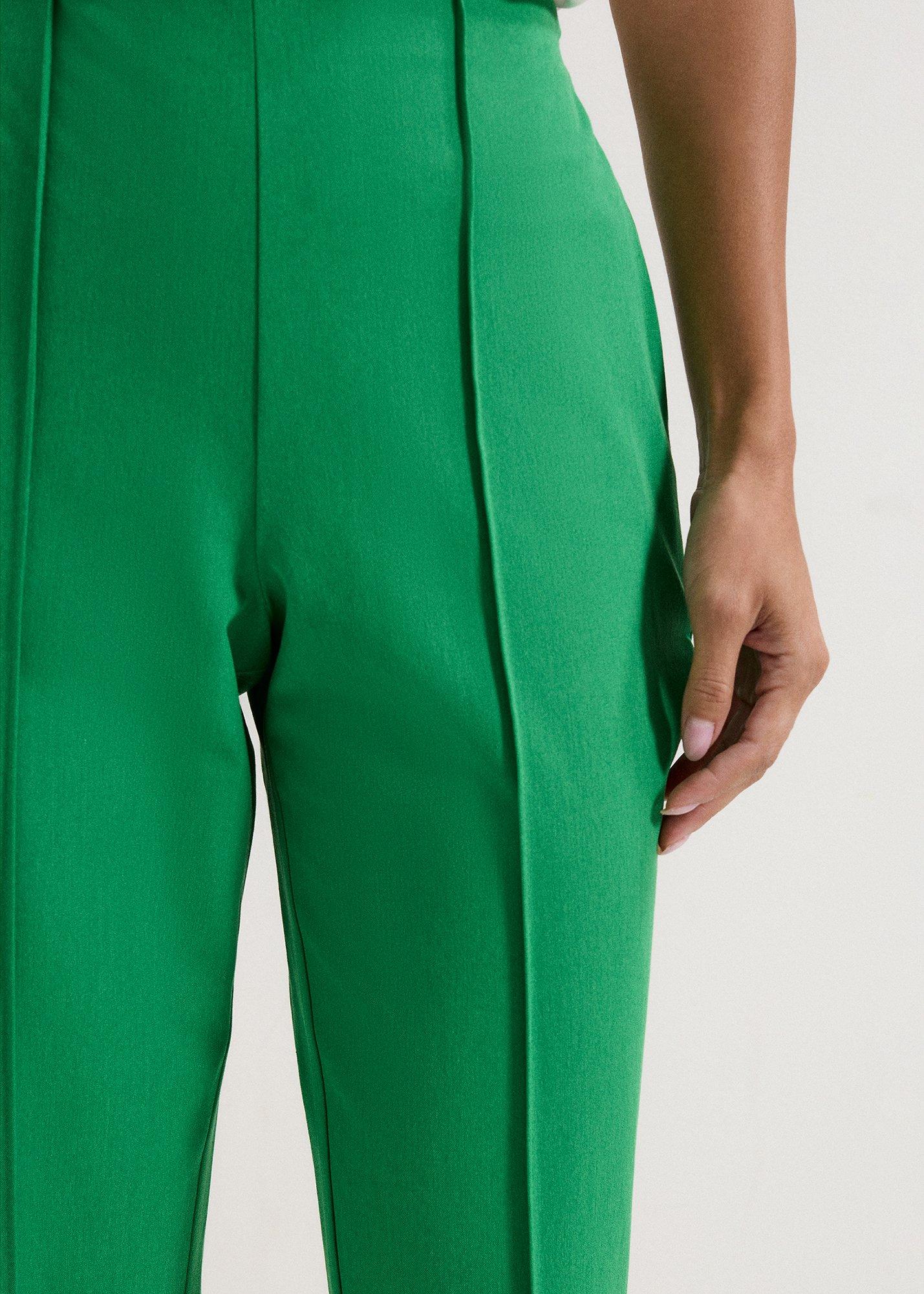 Miah Green Cropped Slim Trousers