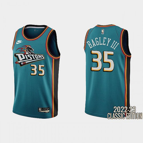 Detroit Detroit Pistons #35 Marvin Bagley III Teal Mens Nike NBA 2022-23 Classic Edition Jersey Mens