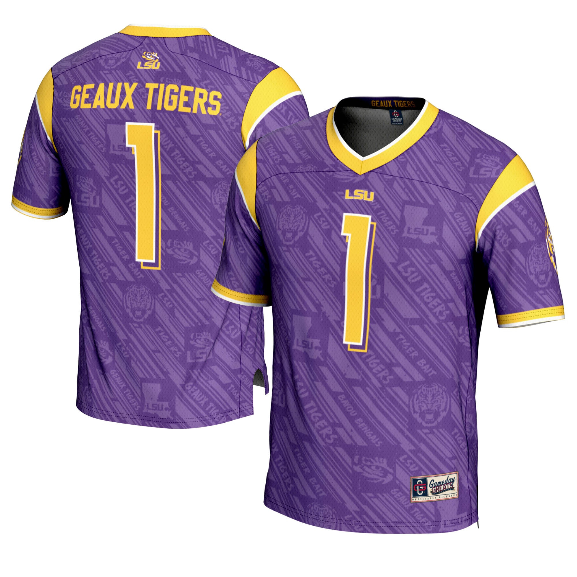 #1 LSU Tigers GameDay Greats Youth Highlight Print Football Fashion 2026 Season Football Jersey - Purple
