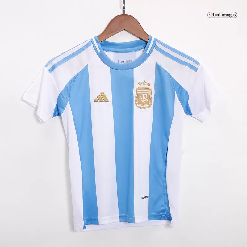 Argentina Home Kids Soccer Jerseys Kit Copa America 2024 Authentic Kit