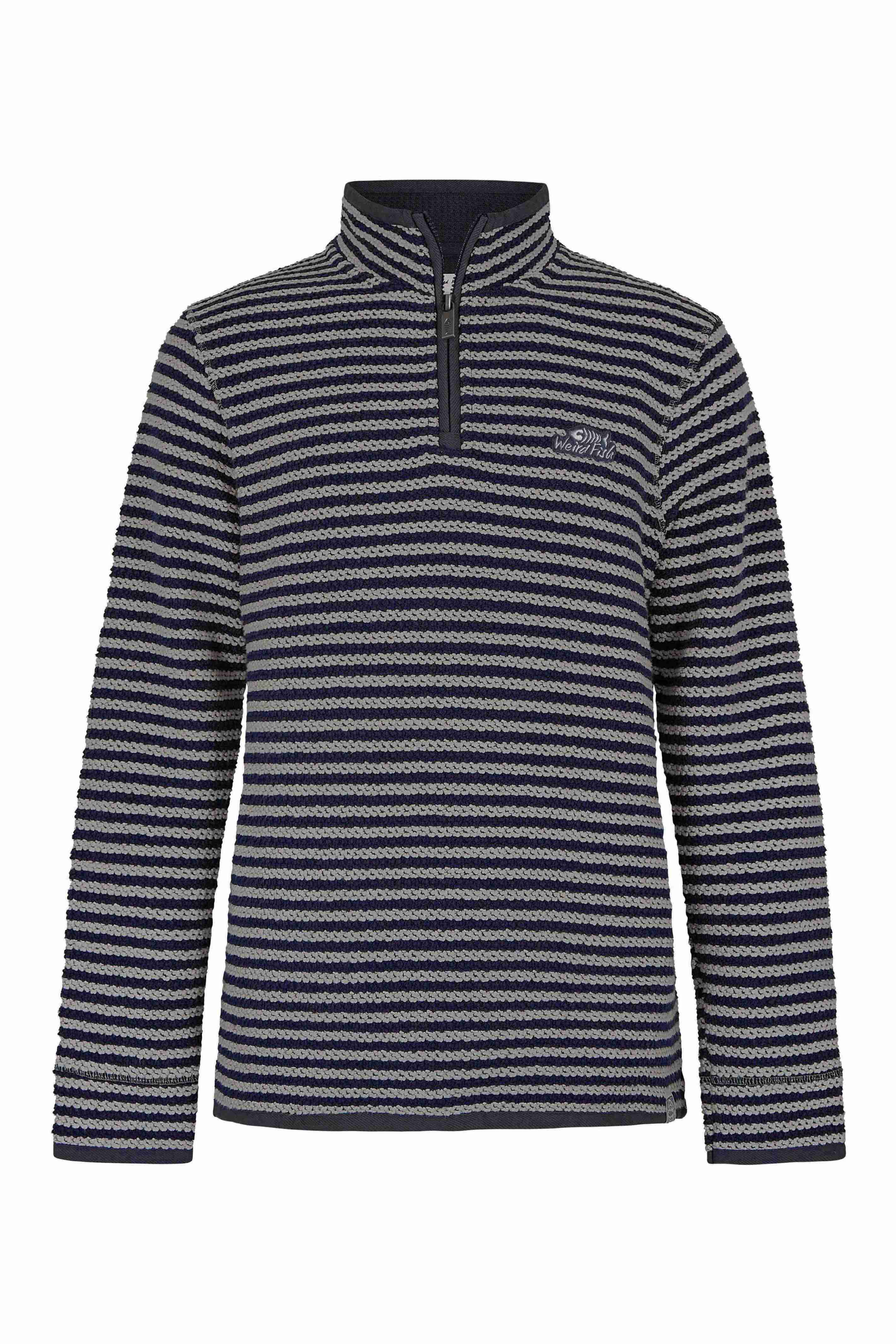 Shorling 1/4 Zip Striped Macaroni Sweatshirt Frost Grey