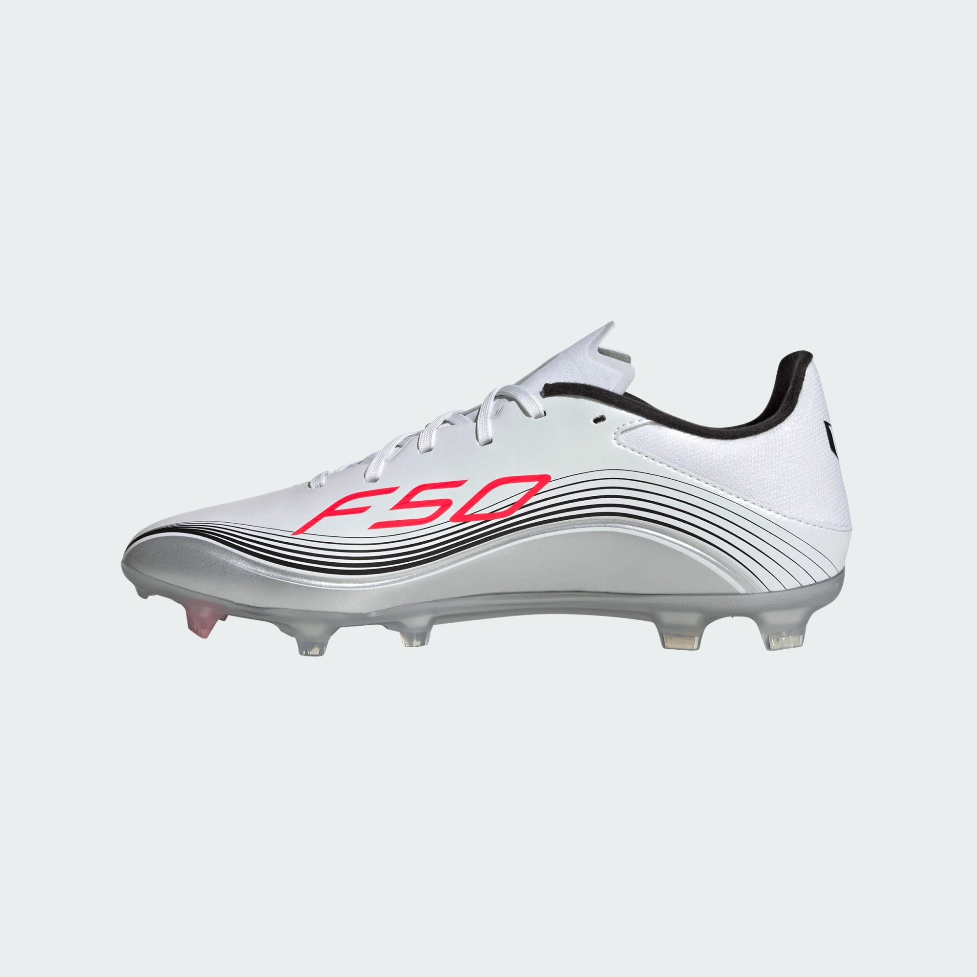 adidas F50 Messi League FG/MG Football Boots 2024 White Lucid Red Silver Metallic