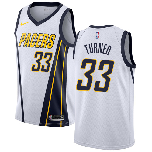 Nike Indiana Pacers #33 Myles Turner White NBA Swingman Earned Edition Jersey Mens