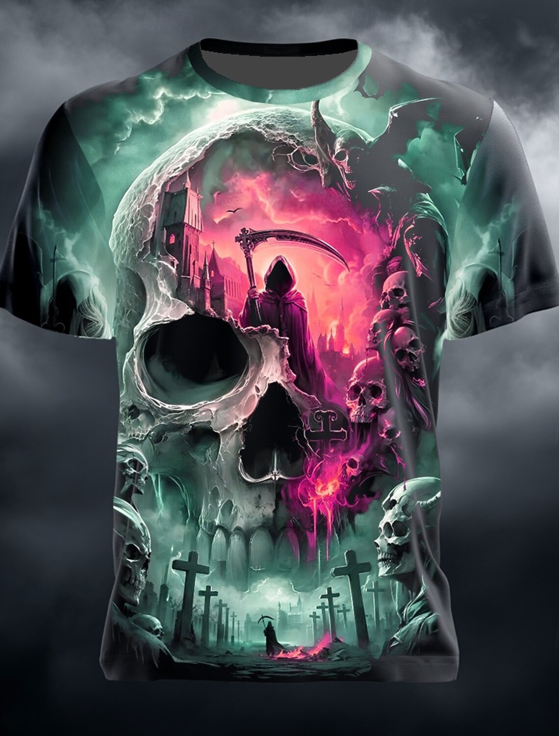 Skull Men's 3D T Shirt Short Sleeve Print Crew Neck Fashion Exaggerated