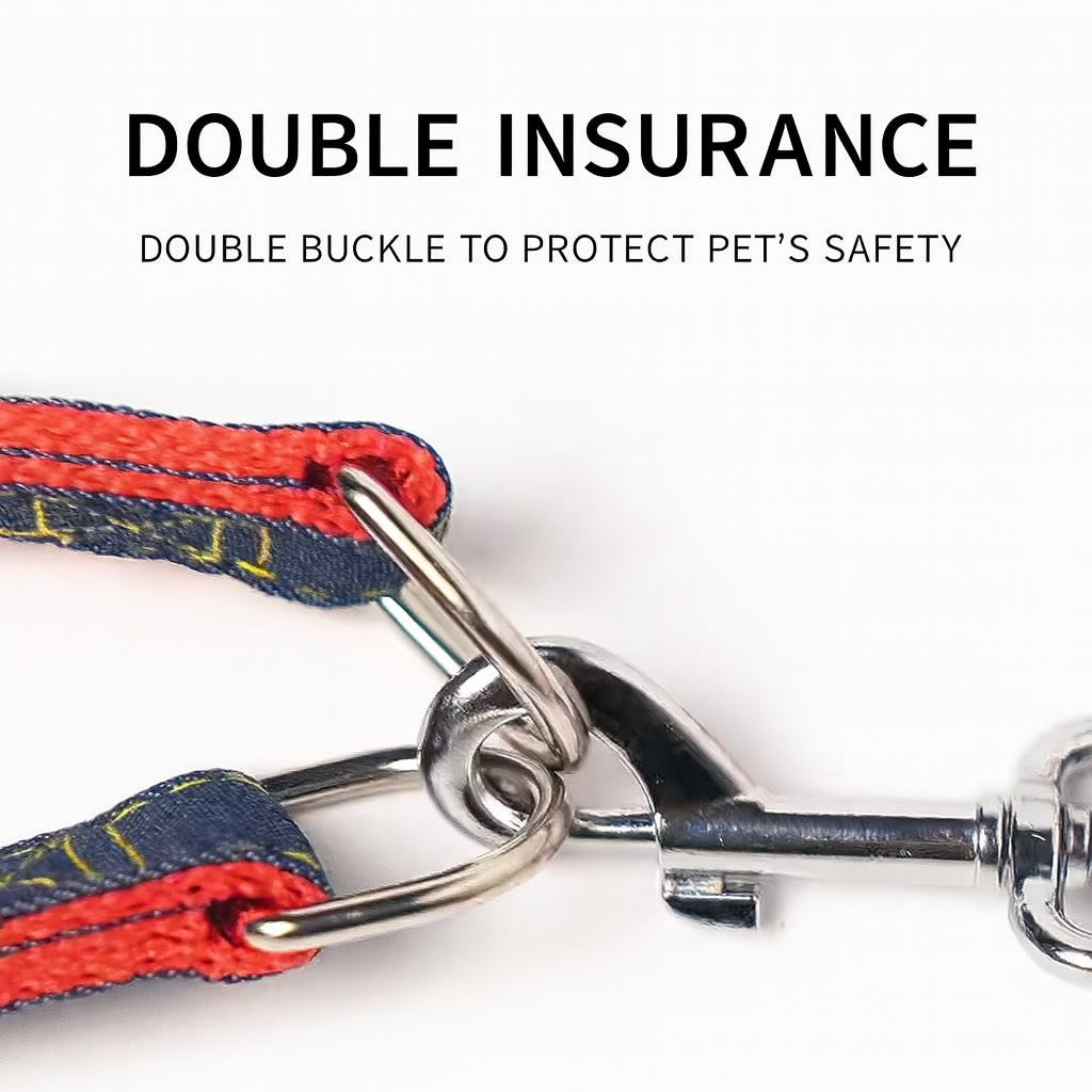 French Bulldog Denivox Frenchie Denim Harness Leash Set – Anti Break