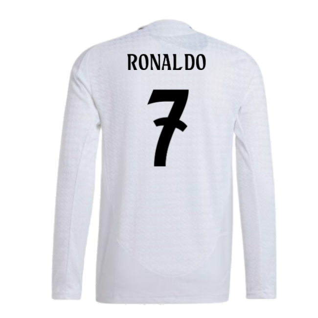 Official 2024-2025 Real Madrid Authentic Long Sleeve Home Shirt (Ronaldo