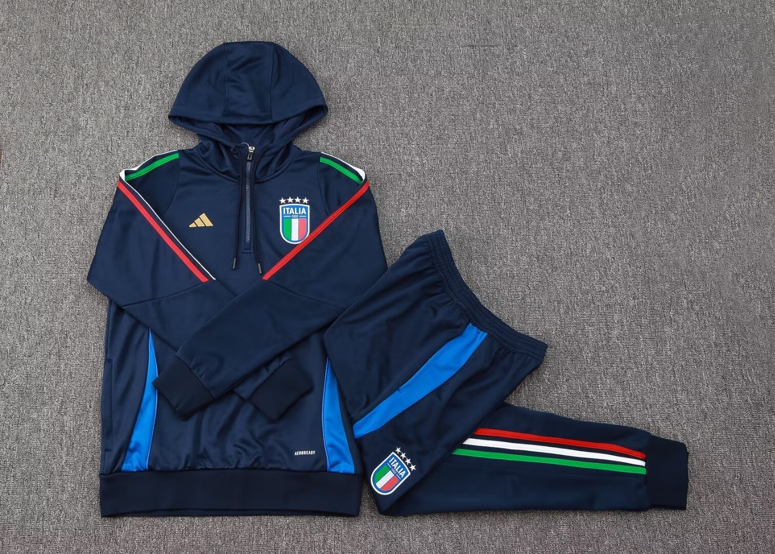 Licensed Advanced Fabric 2024 Italy Hoodie Suit - Navy Blue