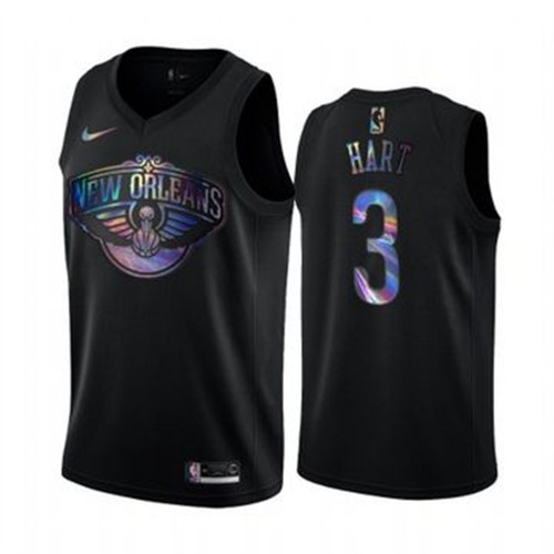 Nike New Orleans Pelicans #3 Josh Hart Mens Iridescent Holographic Collection NBA Jersey ¨C Black Mens