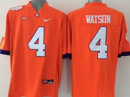 Men's CLE Tigers Orange 2015 embroidered Deshaun Watson #4 replica