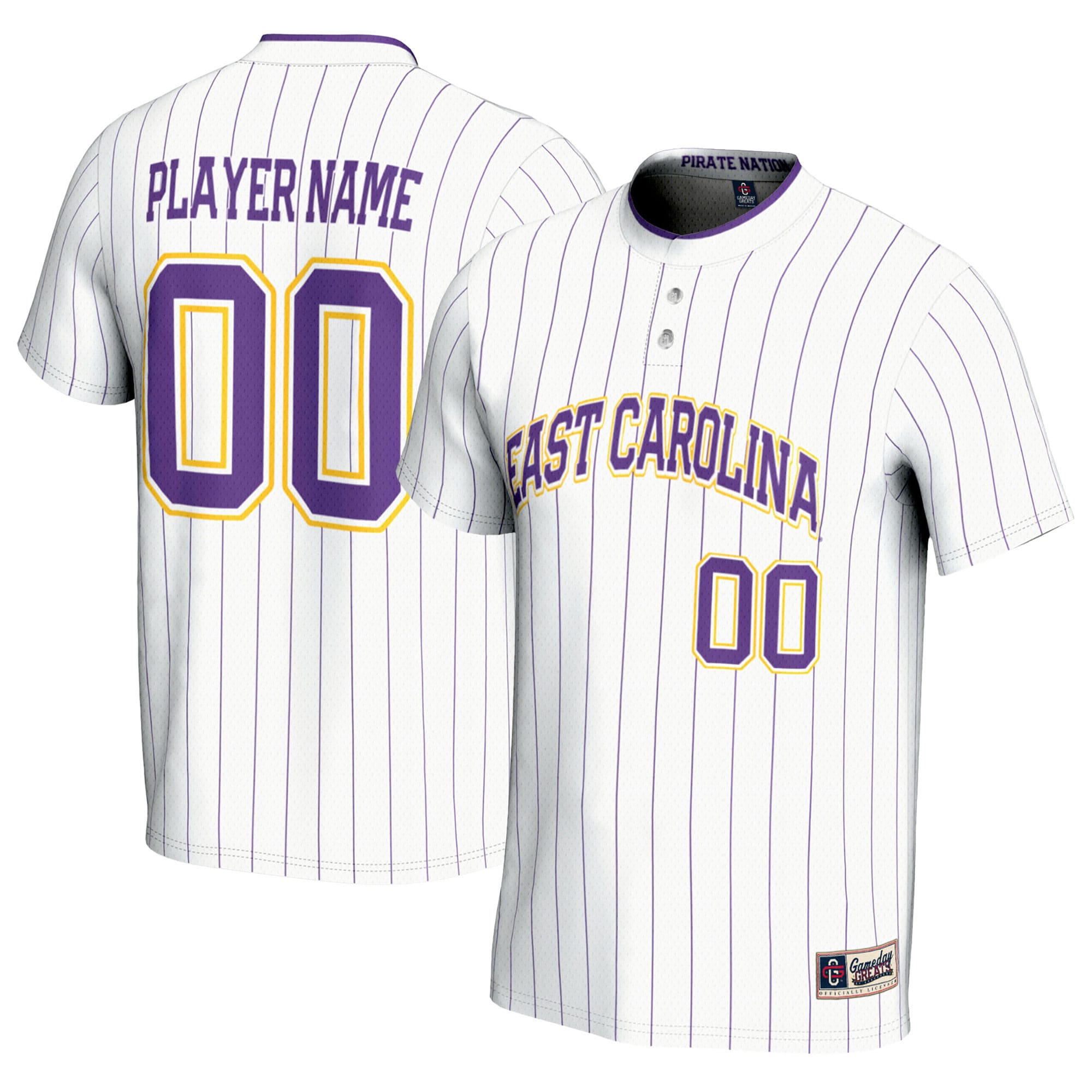[NJP] ECU Pirates GameDay Greats Youth NIL Pick-A-Player Lightweight Softball Jersey - White