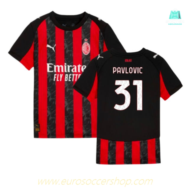 2025-2026 AC Milan Home Shirt (Kids) (Pavlovic 31)