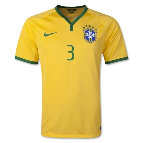 Professional Grade 2014 Brazil 3 TSILVA Home Yellow Jersey Shirt