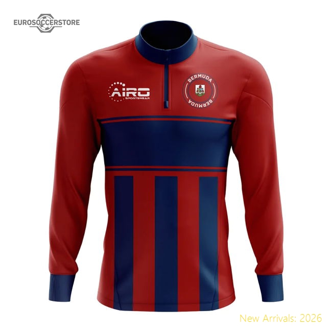 Bermuda Concept Football Half Zip Midlayer Top (red-blue)