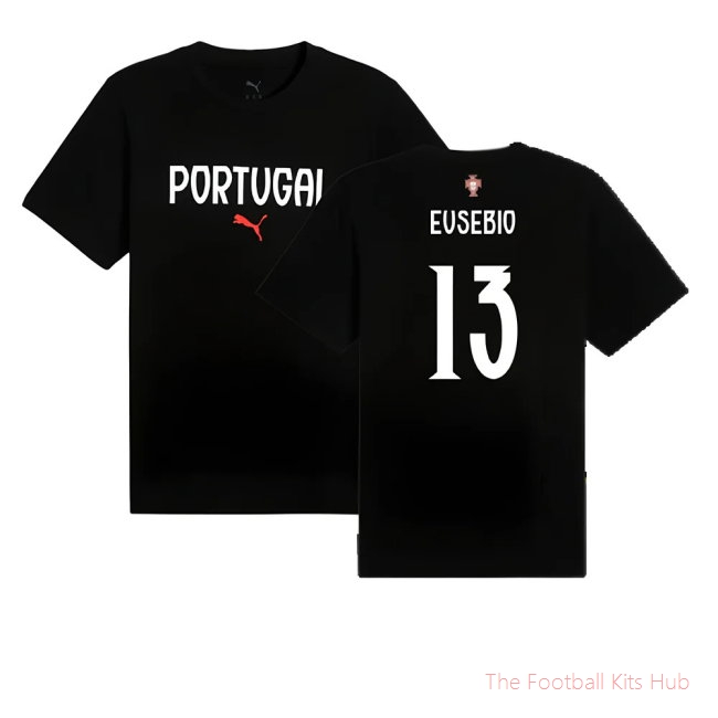 2025-2026 Portugal ftblNRGY Tee (Black) (Eusebio 13)