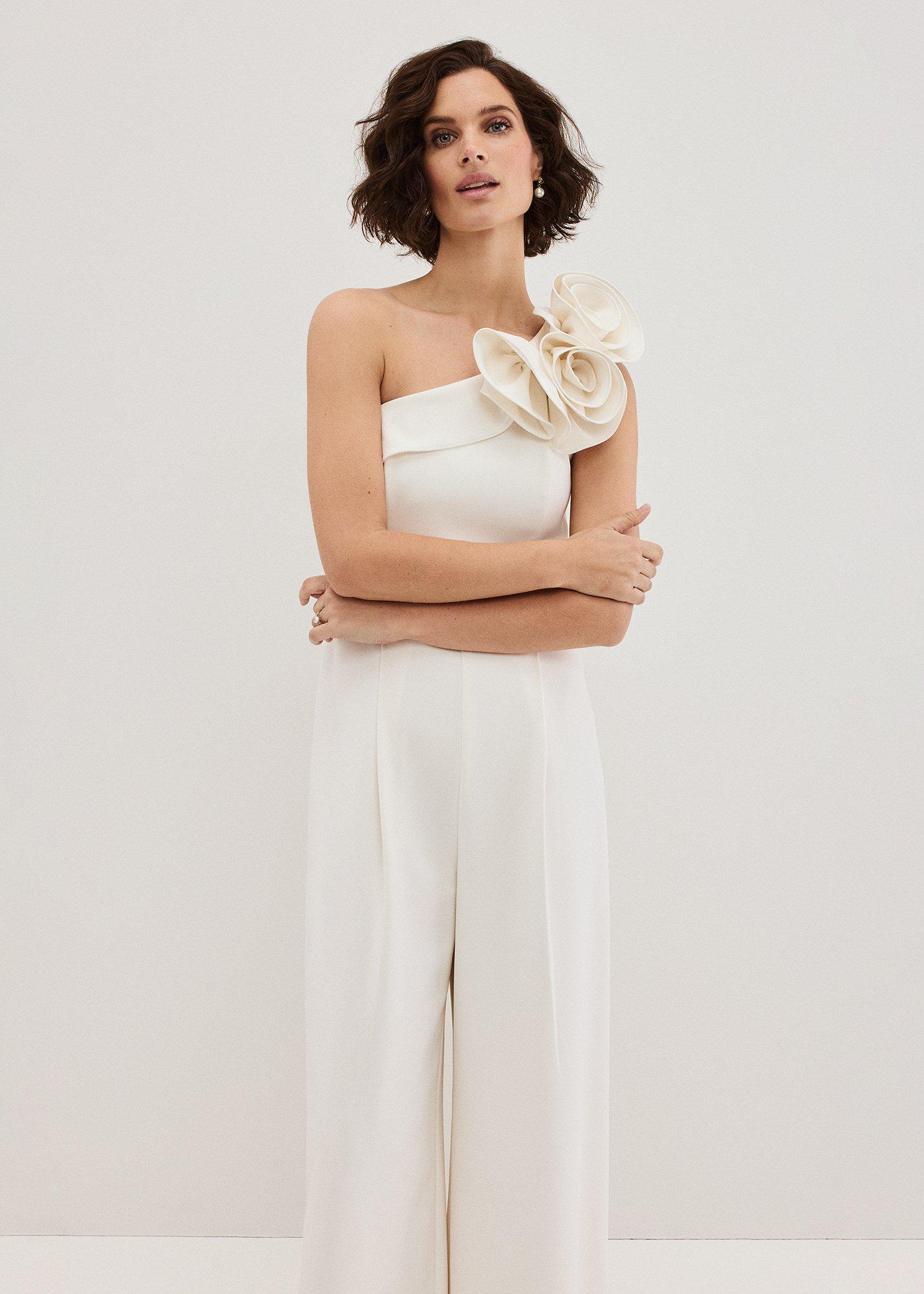 Tali Ivory One Shoulder Jumpsuit