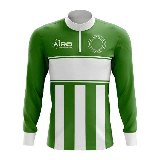 Quality Libya Concept Football Half Zip Midlayer Top (Green-White)