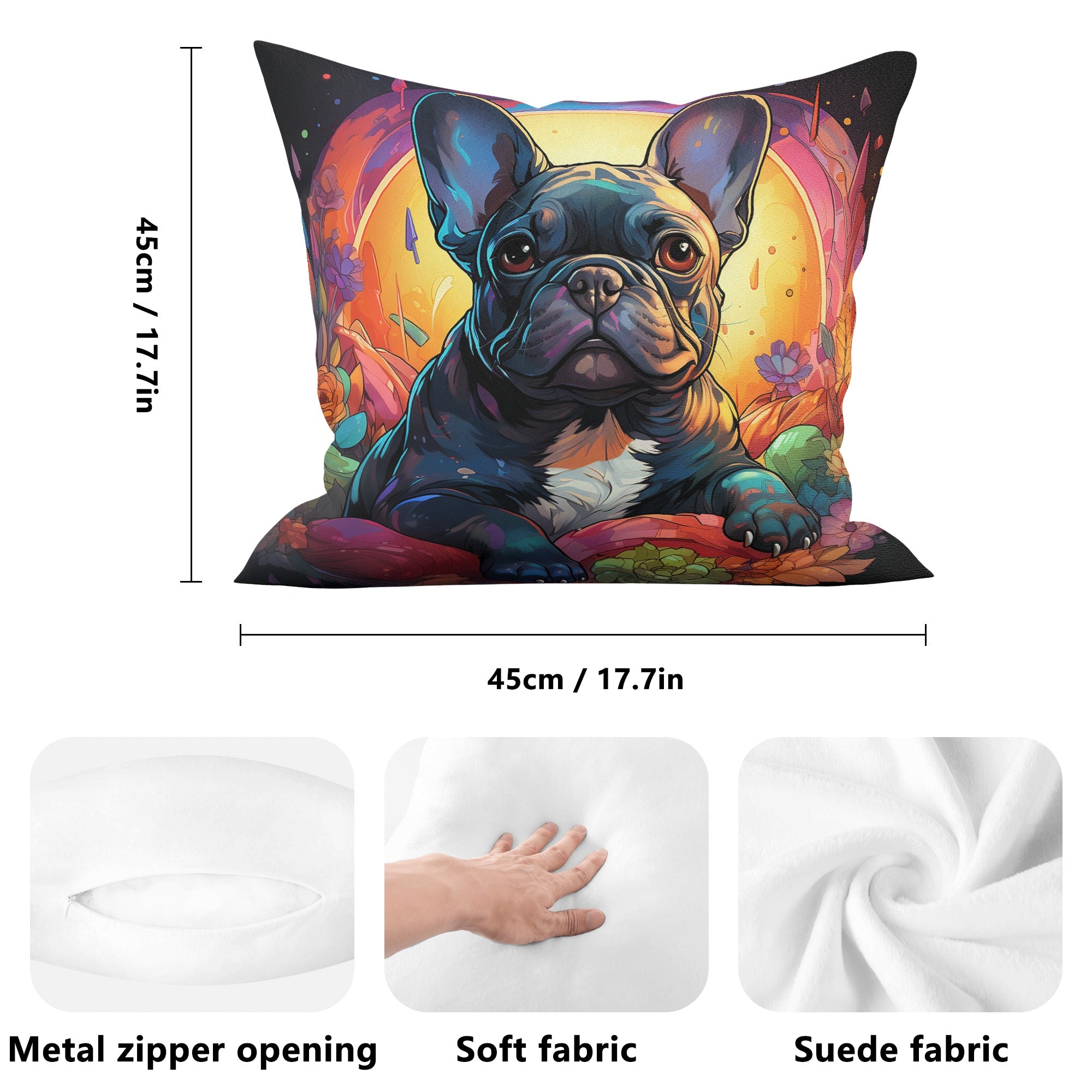 Breed-specific The Flowers - French Bulldog Pillow Cover Outdoor Use