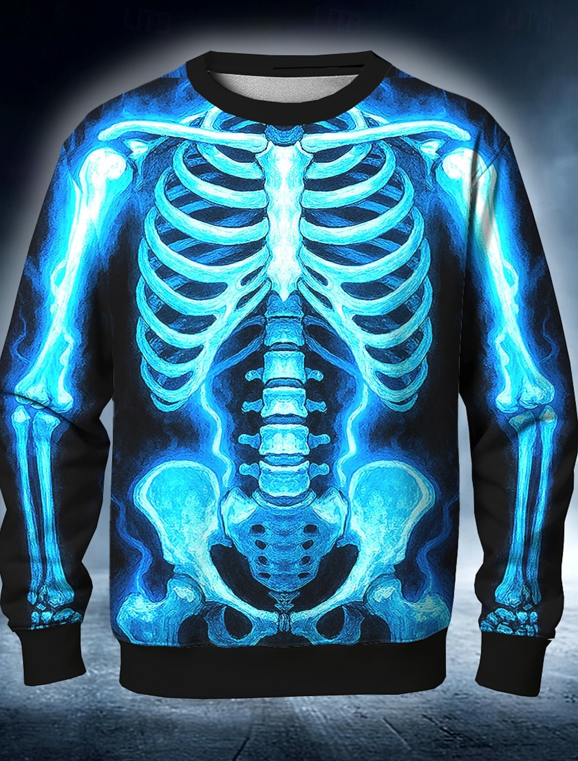 Skull Men's Skeleton Costume Sweatshirt Punk Party Long Sleeve Crew