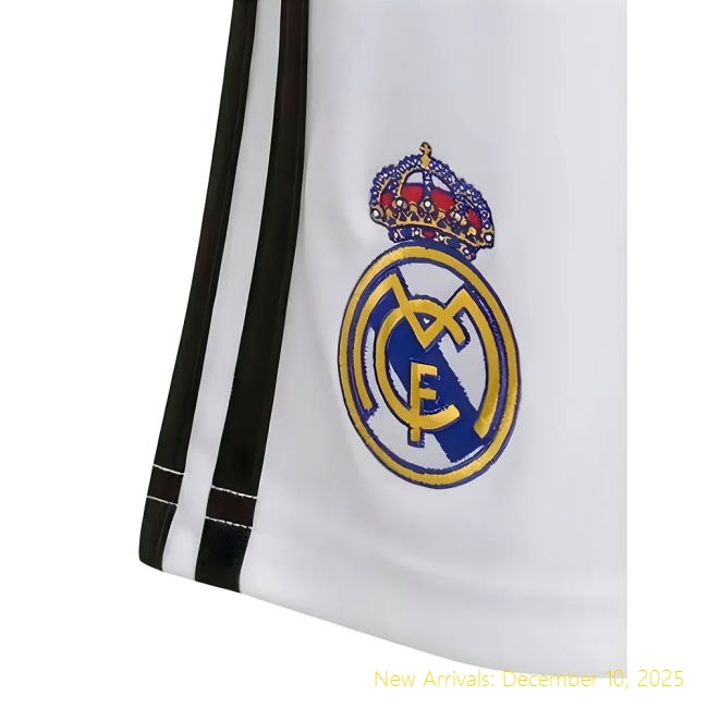 2025-2026 Real Madrid Home Shorts - Authentic Supporter Wear - White...