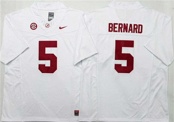 Men's Bama Crimson Tide White 2024 comfortable Germie Bernard #5 game